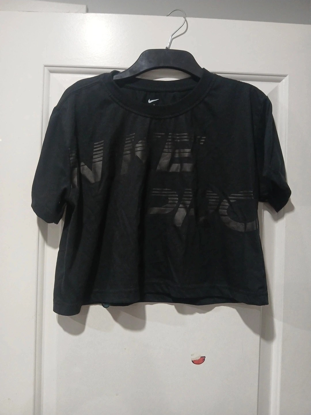 Nike Black Short Sleeve Womens Logo Crop Tee